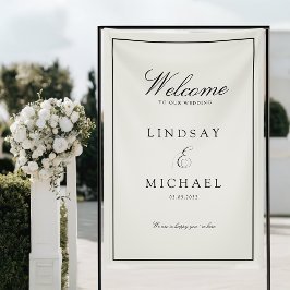 Elegant Royal Ivory & Black Wedding Banner