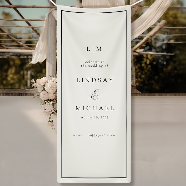 Elegant Royal Ivory Monogram Wedding  Banner (Elegant Royal Ivory Monogram Wedding Banner)