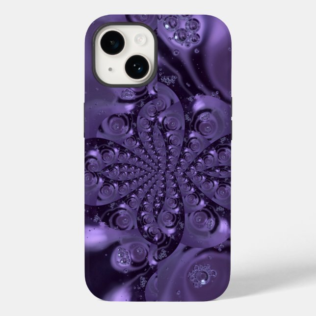 Elegant Royal Lila Liquid Sparkle Case-Mate iPhone 14 Hülle (Rückseite)