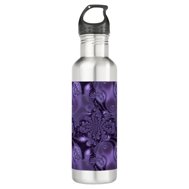 Elegant Royal Lila Liquid Sparkle Edelstahlflasche (Vorderseite)
