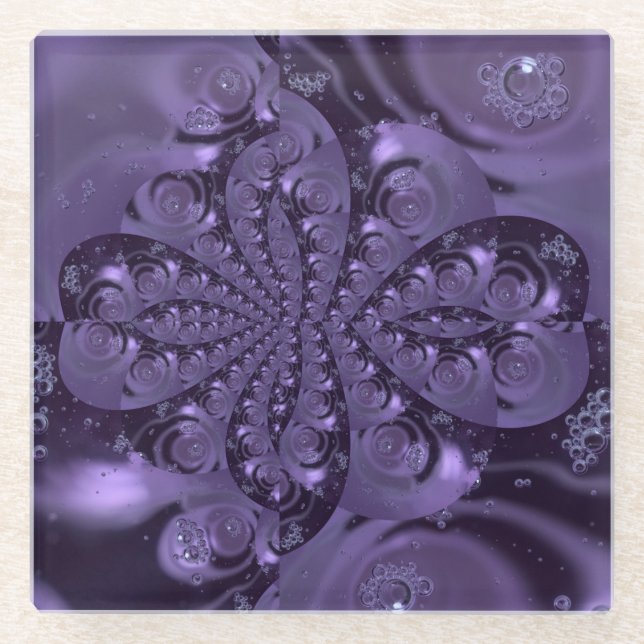 Elegant Royal Lila Liquid Sparkle Glasuntersetzer (Vorderseite)
