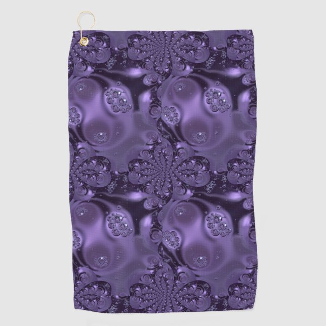 Elegant Royal Lila Liquid Sparkle Golfhandtuch (Vorderseite)
