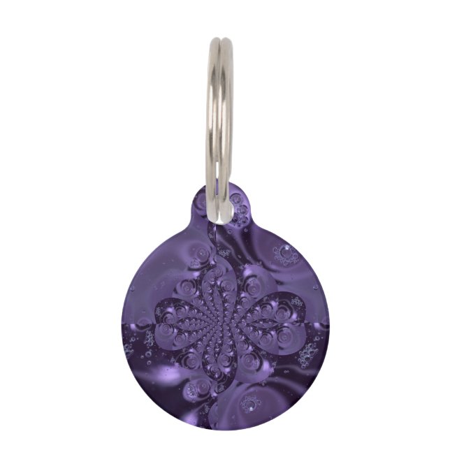Elegant Royal Lila Liquid Sparkle Haustiermarke (Vorderseite)