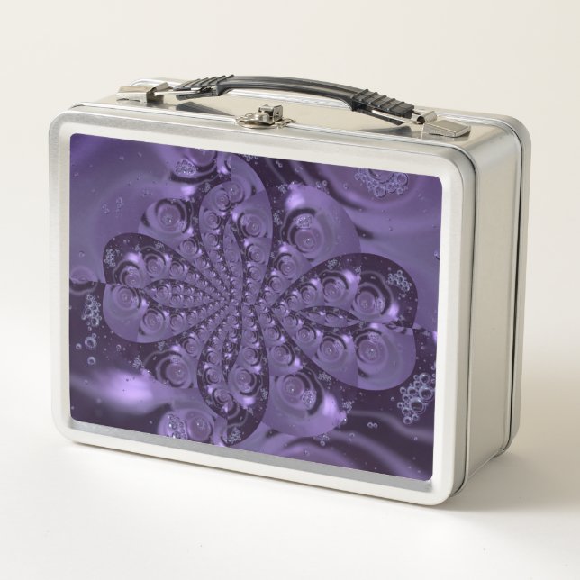 Elegant Royal Lila Liquid Sparkle Metall Brotdose (Vorderseite)