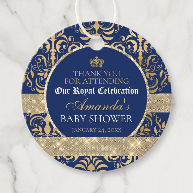 Elegant Royal Prince Baby Shower Geschenkanhänger (Vorderseite)