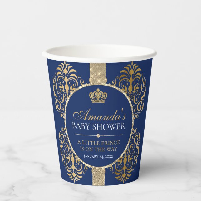 Elegant Royal Prince Baby Shower Pappbecher (Vorderseite)
