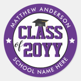Elegant Royal Purple Class of 2023 Graduation Runder Aufkleber