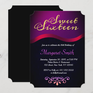 Élégant Royal Purple Sweet 16 Invitation de parti