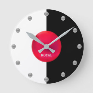 Elegant Royal Silver Dots Runde Wanduhr