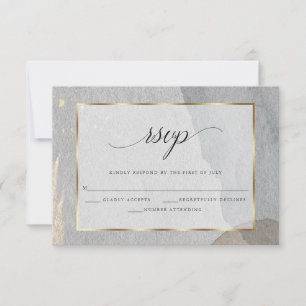 Elégant RSVP Aquarelle Gris Pierre de Granit