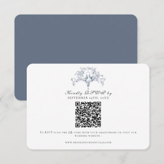 Élégant RSVP French Toile Bleu Marine et Colombes