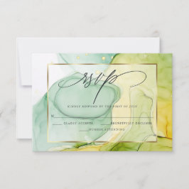 Elégant RSVP Marbré Vibrant Verts et d'or
