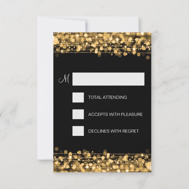 Élégant RSVP Party Sparkles Gold (Devant)