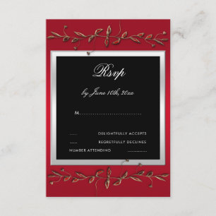 Elegant Ruby Gemstones 40. Hochzeitstag RSVP Karte