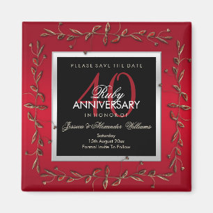 Elegant Ruby Gemstones Save the Date Magnet