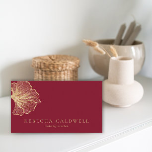 Elegant Ruby Red Floral QR Code Visitenkarte