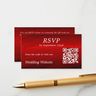 Elegant Ruby Red UAWG Wedding Website QR Code Begleitkarte