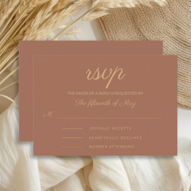 Elegant Rust Burnt Orange Wedding RSVP Karte (Terracotta/burnt orange wedding RSVP card)
