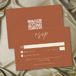 Elegant Rust Terracotta Minimalist Wedding RSVP Karte<br><div class="desc">Celebrate your love with this minimalist rust terracotta wedding response card with a QR code design. Featuring an elegant,  simple design,  it's perfect for an elegant autumn ceremony. This earthy,  modern look offers a warm and sophisticated feel for your fall wedding. Created by Simply Farmhouse Press.</div>