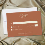 Elegant Rust Terracotta Minimalist Wedding RSVP Karte<br><div class="desc">Celebrate your love with this minimalist rust terracotta wedding response card without dinner choices design. Featuring an elegant,  simple design,  it's perfect for an elegant autumn ceremony. This earthy,  modern look offers a warm and sophisticated feel for your fall wedding. Created by Simply Farmhouse Press.</div>