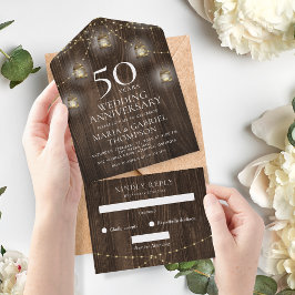 Elegant Rustic 50. Hochzeitstag All In One Einladung