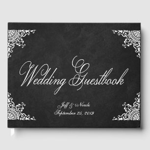 Elégant Rustic Black Chalkboard Mariage livre d'hô