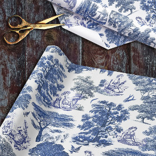 Elegant Rustic Blue Country Toile Geschenkpapier