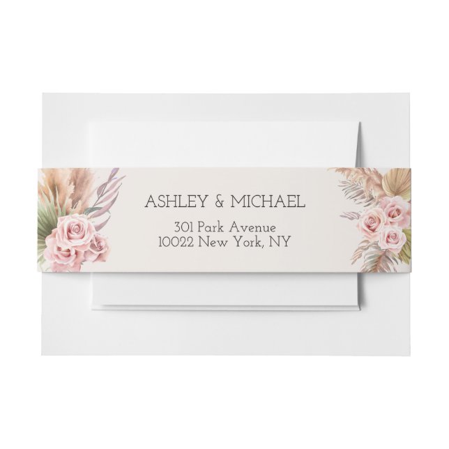Elegant Rustic Boho Floral Botaniqe Wedding Einladungsbanderole (Vorderseite Beispiel)