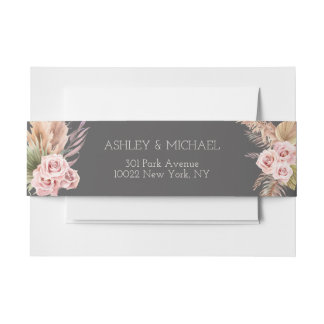 Elegant Rustic Boho Floral Botaniqe Wedding Invita Einladungsbanderole