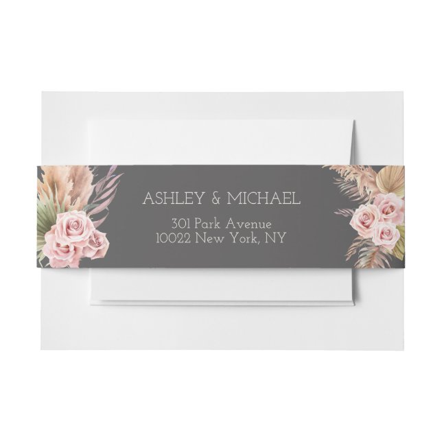 Elegant Rustic Boho Floral Botaniqe Wedding Invita Einladungsbanderole (Vorderseite Beispiel)