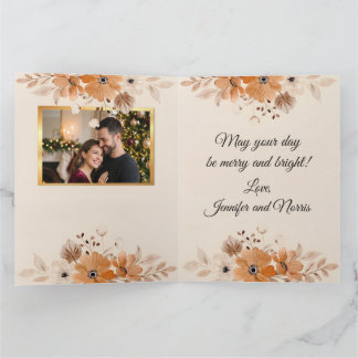 Elegant Rustic Boho Floral Christmas Card Karte