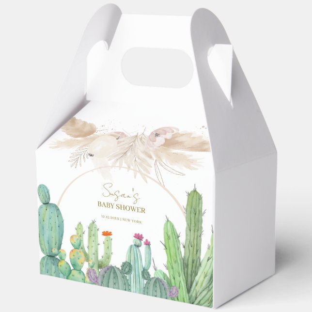 Elegant Rustic Boho Wüste Cactus Arch Baby Shower Geschenkschachtel (Vorderseite)