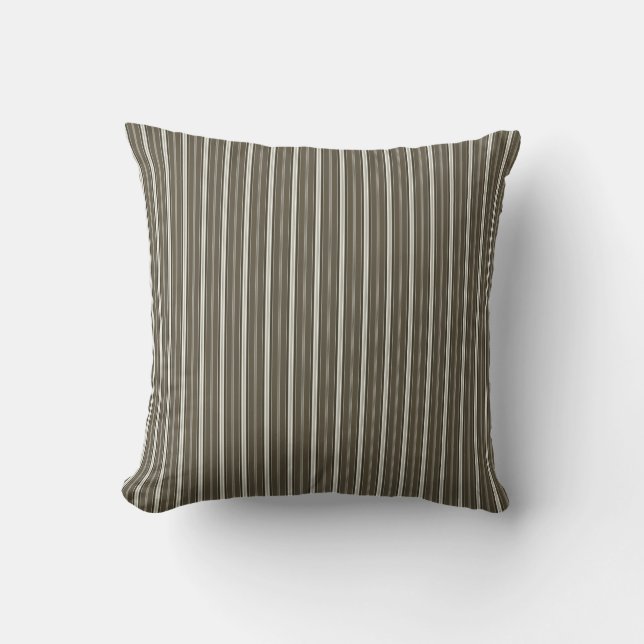 Elegant Rustic Brown French Ticking Stripe  Kissen (Vorderseite)