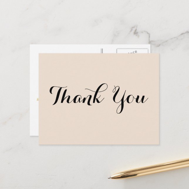 Elegant Rustic Earth Gold Script Wedding Vielen Da Postkarte (Vorderseite/Rückseite Beispiel)