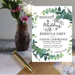 Elegant Rustic Eucalyptus Green Wedding Invitation Einladung