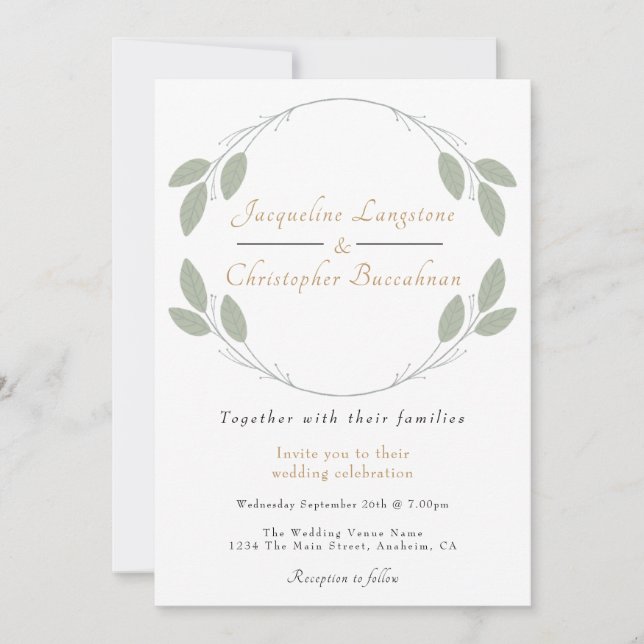 Elegant Rustic Eucalyptus Wedding Einladungen (Vorderseite)