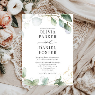 Elegant Rustic Eukalyptus Greenerity Wedding Einladung