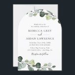Elegant Rustic Eukalyptus Greenery Arch Wedding Einladung<br><div class="desc">Diese elegante Kollektion mit Aquarellfarben-Eukalyptus-Blätter,  gepaart mit einem klassischen Serif-Schriftart in Schwarz,  mit einem Monogramm auf der Rückseite. Matching-Elemente verfügbar.</div>