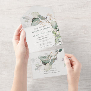 Elegant Rustic Eukalyptus Greenery Elegant Wedding All In One Einladung