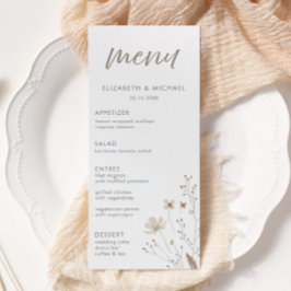 Elégant Rustic Fleur sauvage Floral Menu Mariage