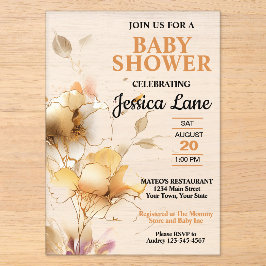 Elegant Rustic Floral Baby Shower Acryleinladungen