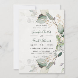 Elegant Rustic Gold Greenery Eucalyptus Wedding Einladung