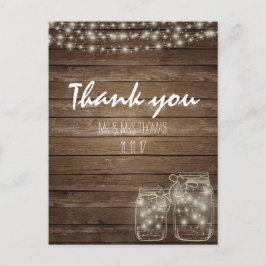 Elegant Rustic Mason Jar Lights Danke Postcard Postkarte
