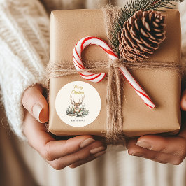 Elegant Rustic Noël Weihnachtskleber - Geschenkwra Runder Aufkleber