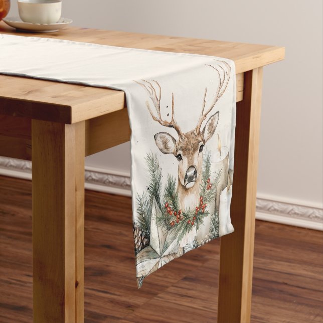 Elegant Rustic Noël Weihnachtstisch-Runner Mittelgroßer Tischläufer (Beispiel)