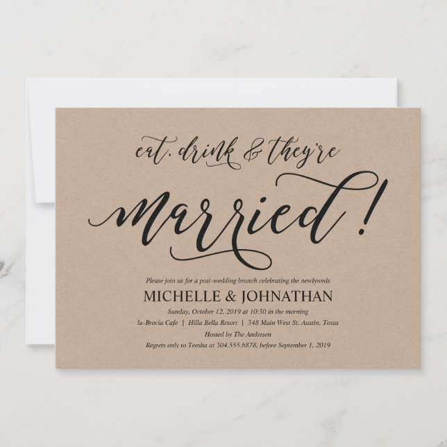 Elégant Rustic Post Mariage Brunch Invitation Card (Devant)