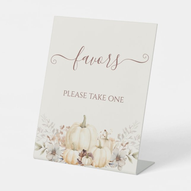 Elegant Rustic Pumpkins Gefallen Sockelschild (Vorderseite)