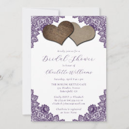 Elegant Rustic Purple Floral Lace Bridal Shower Einladung