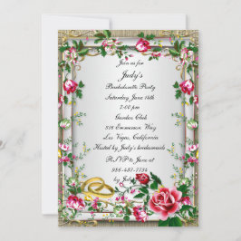 Élégant Rustic Red Roses Bachelorette Invitation