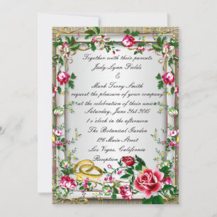 Elégant Rustic Red Roses Invitation